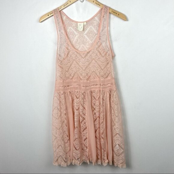 Anthropologie Eloise St. Regis Pink Slip Dress Size Small Lace Sheer Floral Boho - Picture 9 of 10